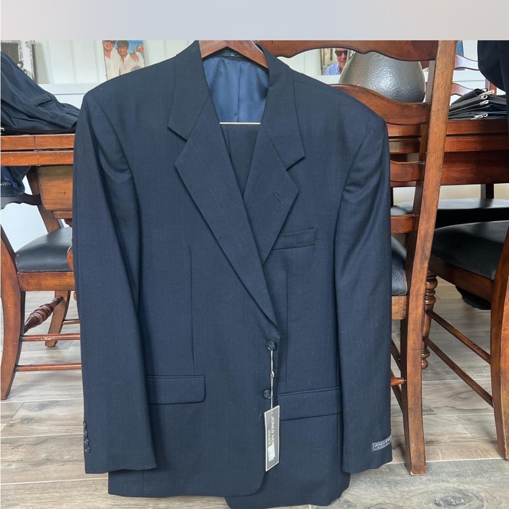 Jones New York Classic Blue Suit Jacket And Suit Pants Size 44 Long 35 Waist